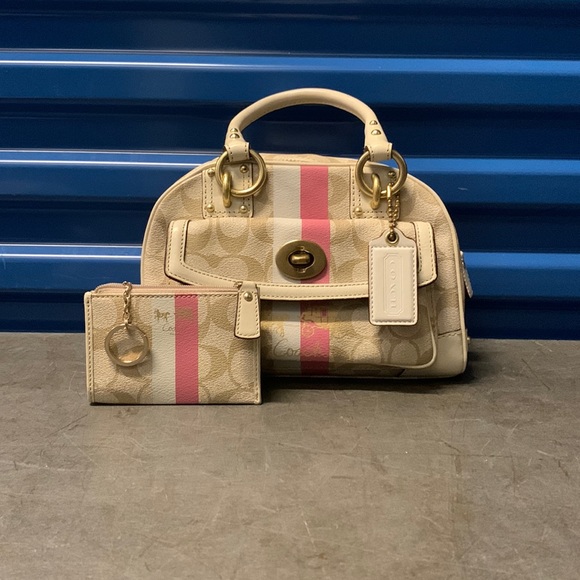 *RARE* Coach Heritage Stripe Satchel - Picture 1 of 11